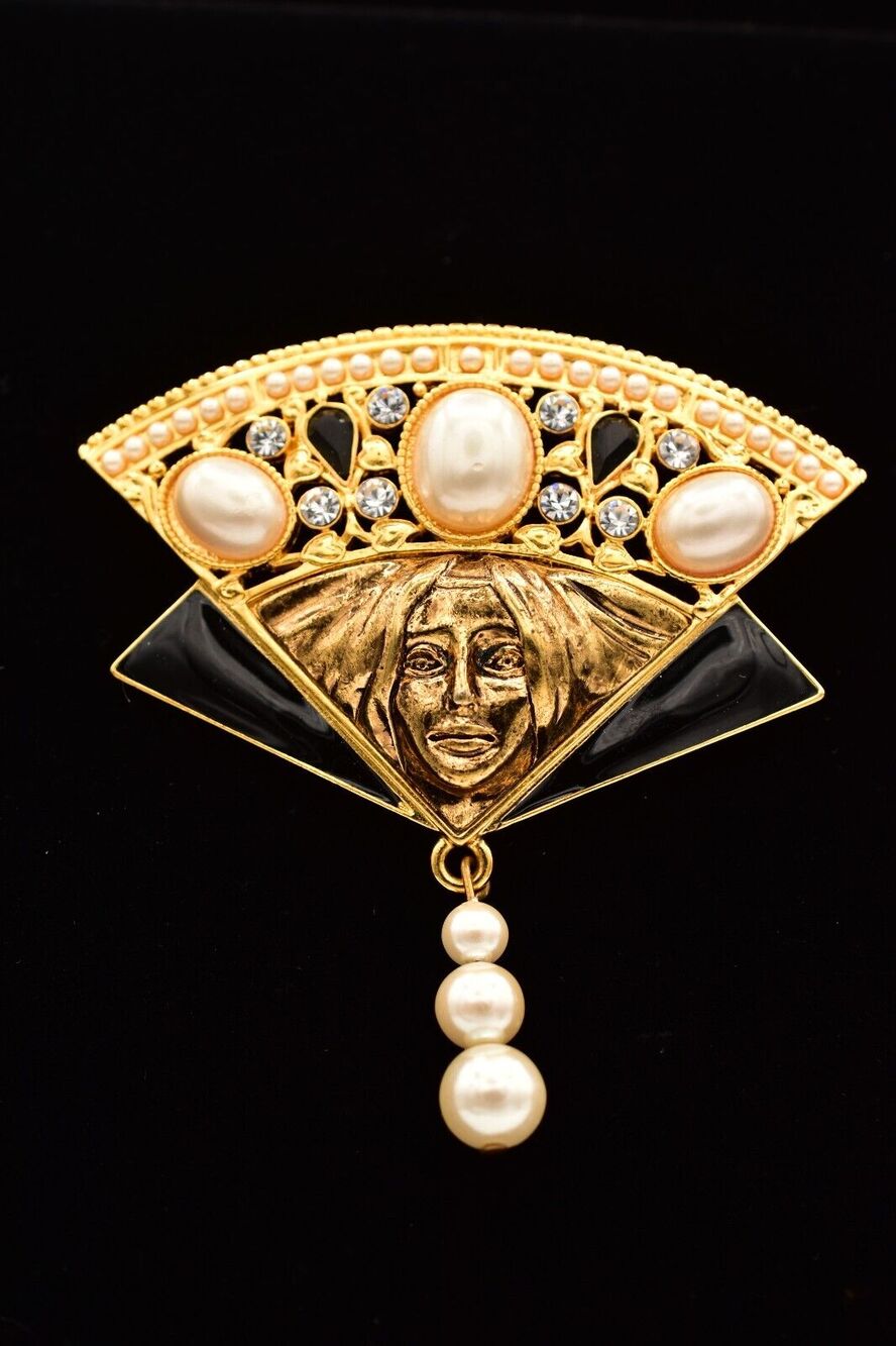 Edgar Berebi Vintage Limited Edition Brooch Pin Lady Woman Face Signed 80s BinBG